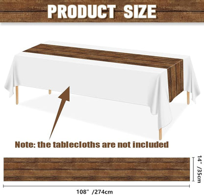 6Pcs Rustic Table Runner Brown Wood Grain Country Table Runner Table Cloth - Image 3