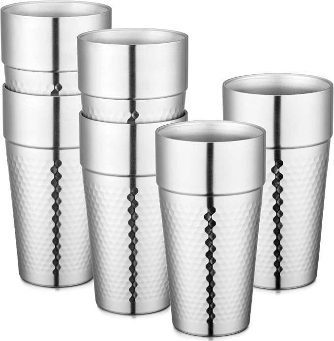 Beasea Stainless Steel Cups 19 oz, 6 Pack Large 18.6oz 550ml Stainless Steel by Beasea