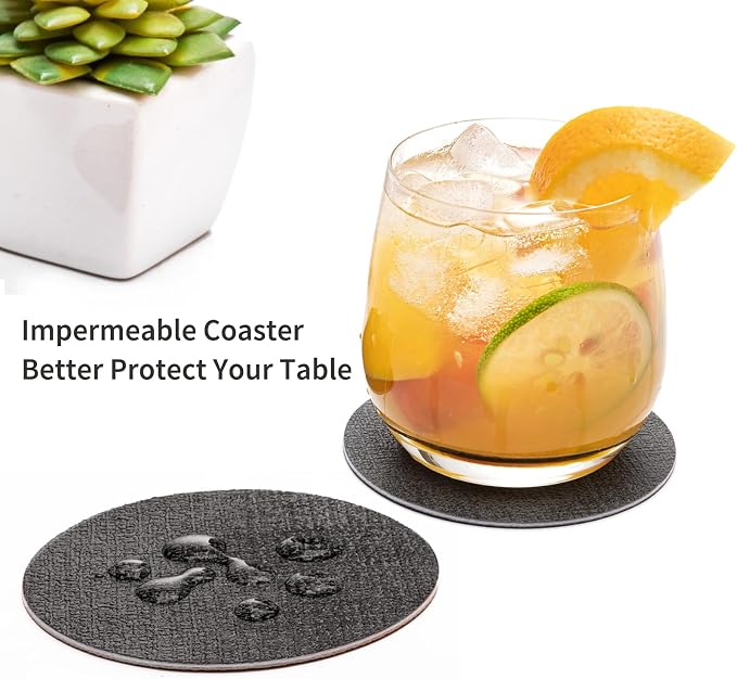 Faux Leather Drink Coasters - Image 2