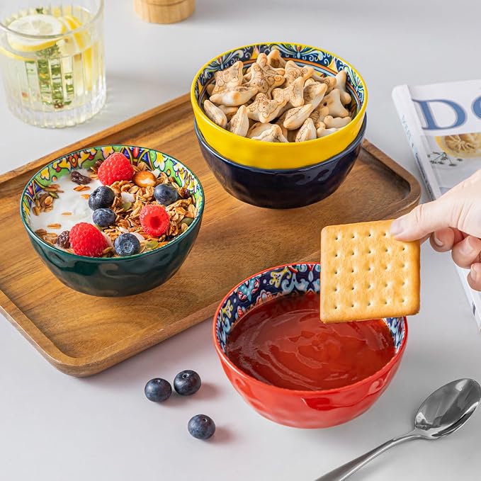 vancasso 12 Oz Ceramic Cereal Bowls Set of 6, Bohemian Soup Oatmeal Bowls | - Image 6