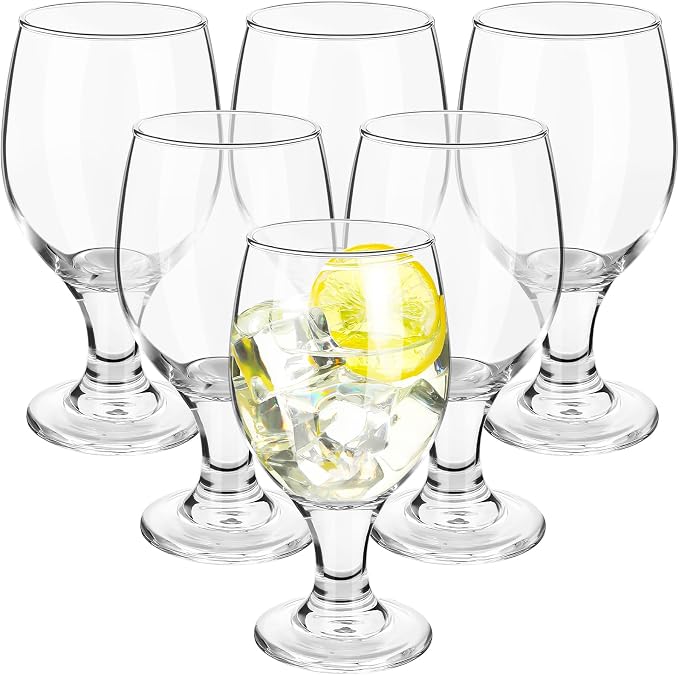Patelai Set of 6 Water Goblet, 13.5 oz Clear Drinking Glasses Bulk Dishwasher by Patelai