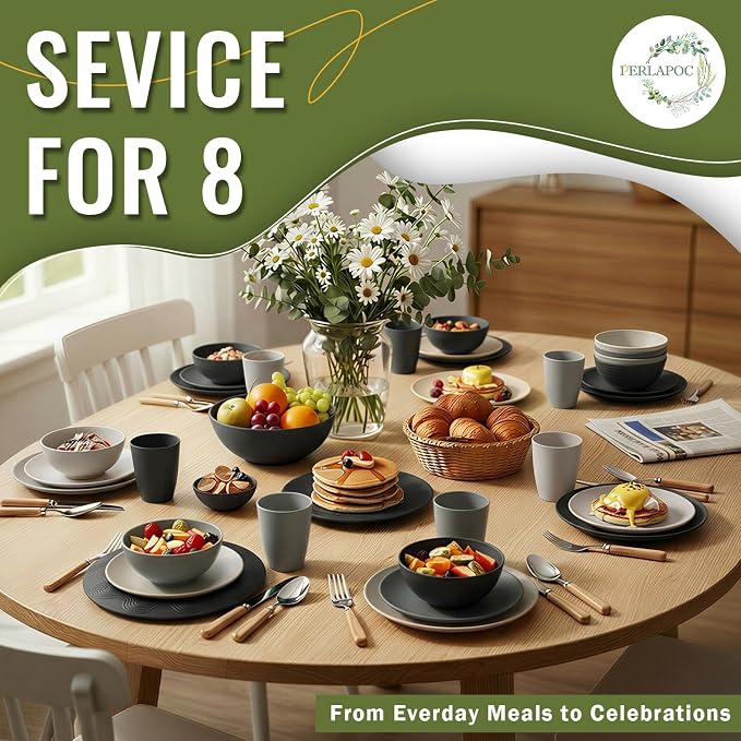 Wheat Straw Dinnerware Sets 40 PCS - Image 7