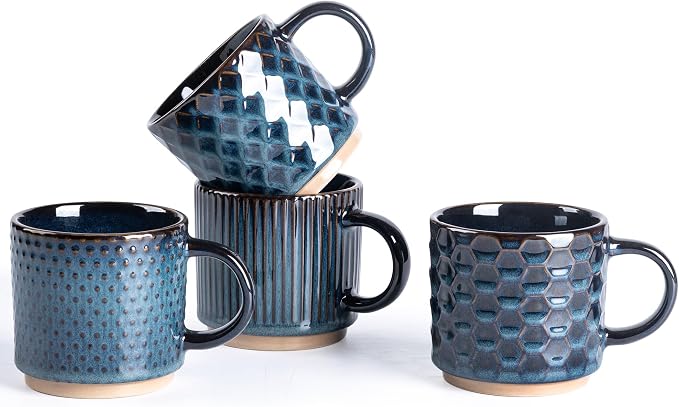 GBhome 6 OZ Stackable Coffee Mugs Set of 4, Ceramic Coffee Cups Set | 4 by GBhome