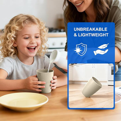 Unbreakable Wheat Straw Cups Set of 6, 12 OZ Reusable Plastic Cup Alternative - Image 7