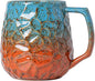 18oz Unique Blue & Orange Kiln-Change Ceramic Coffee Mug, Handcrafted Hammered by XIYUANJI