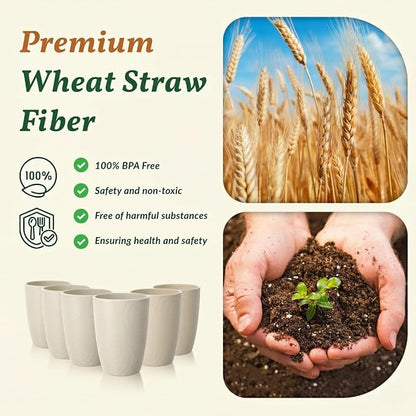 Homienly Unbreakable Drinking Glasses 16oz Wheat Straw Cups–6-Pack Reusable - Image 3