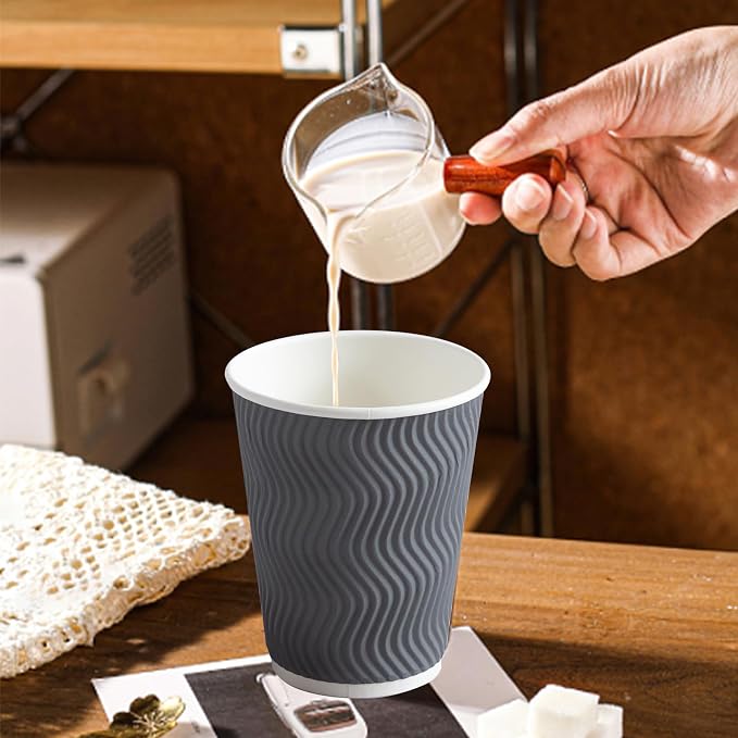 Clawsoff 150 Pack 8 oz Coffee Cups Disposable Insulated Paper Cup Gray | - Image 5