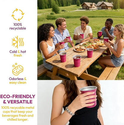 40 Pack 16oz Aluminum Cups Disposable Metal Cups 100% Recyclable & Reusable - Image 3