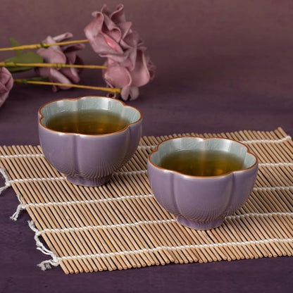 KAMMAK Japanese Tea Cups, 3.3 Oz Small Handmade Ceramic Teacups, Loose Leaf and - Image 3