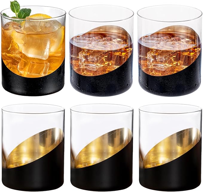 MyGift Whiskey Glasses Set of 6, Modern Cocktail Glasses by MyGiftHome