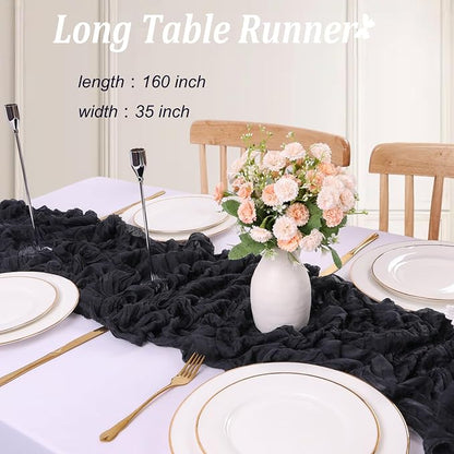 Black Cheesecloth Table Runner 13.3FT Cheese Cloth Boho Table Runner Fall - Image 2