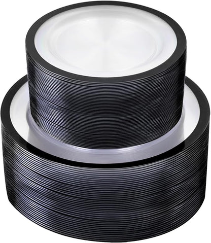 U-QE 120pcs Black Plates Disposable by U-QE