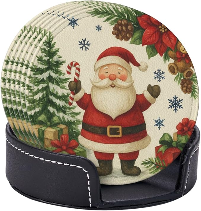 Cute Christmas Tree Santa Claus Coasters - Image 2