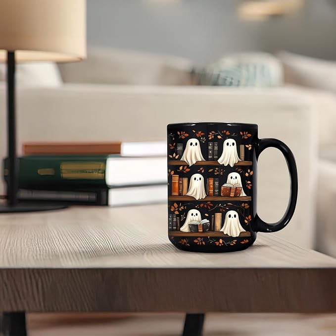 Hyturtle Cute Ghost Read Book Mug - Image 8
