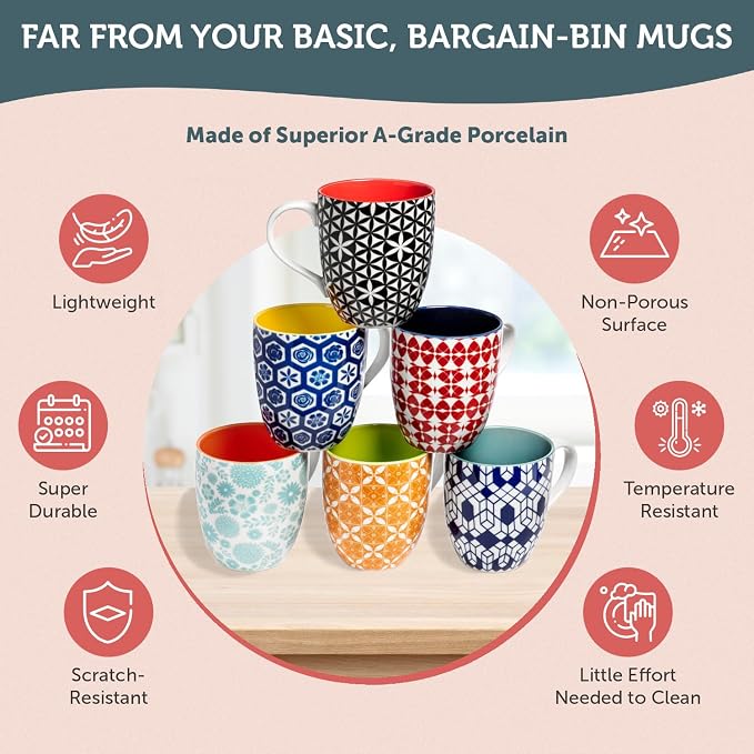 Annovero Large Coffee Mug Set of 6 - Image 5