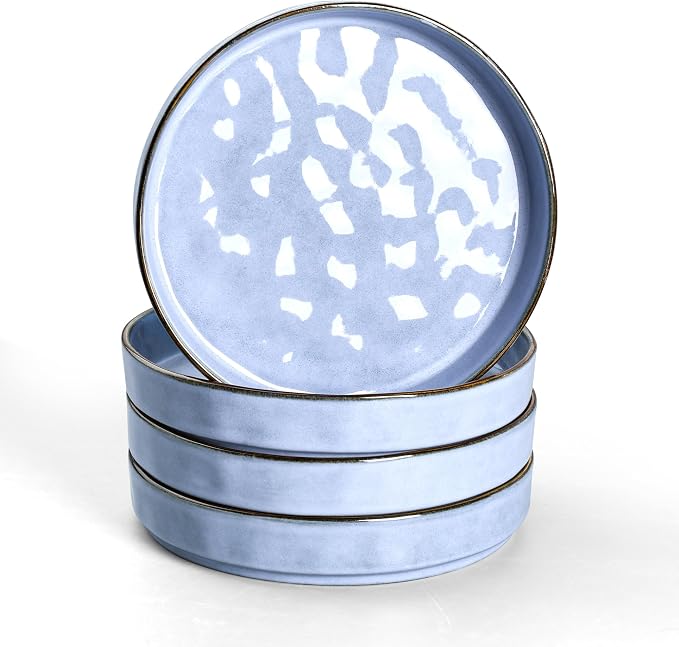 E-far Pasta Bowls Set of 4, 30oz Shallow Salad Bowls by E-far