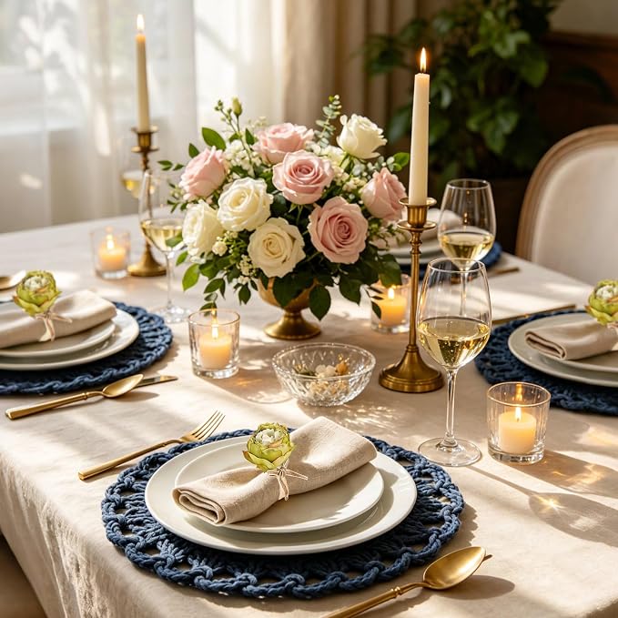 Handmade Flower Napkin Rings Set of 6, Valentine's, Thanksgiving Table - Image 7