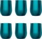 DISCOUNT PROMOS Stemless Wine Glass Tumblers with Lids by Largo 11 oz. Set of 6, Bulk Pack - Perfect for Wine, Cocktails, Other Hot & Cold Beverages - Teal