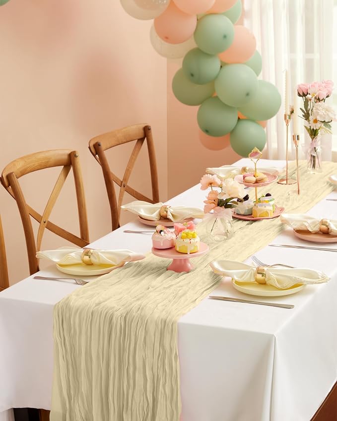 Pureegg 3-Pack Cheese Cloths Table Runner, Baby Shower, Wedding and Farmhouse - Image 6