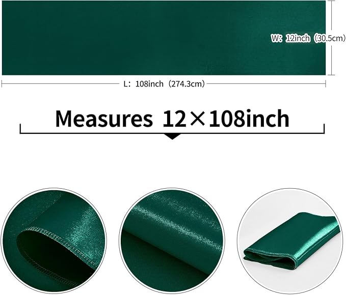 10-Pack Dark Green Satin Table Runner 12 x 108 Inch Long Fuchsia Bright and - Image 3