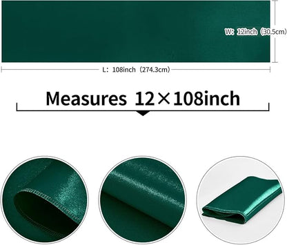 10-Pack Dark Green Satin Table Runner 12 x 108 Inch Long Fuchsia Bright and - Image 3