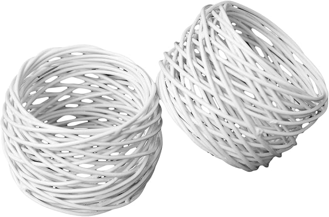 ITOS365 Handmade White Round Mesh Napkin Rings Holder by ITOS365