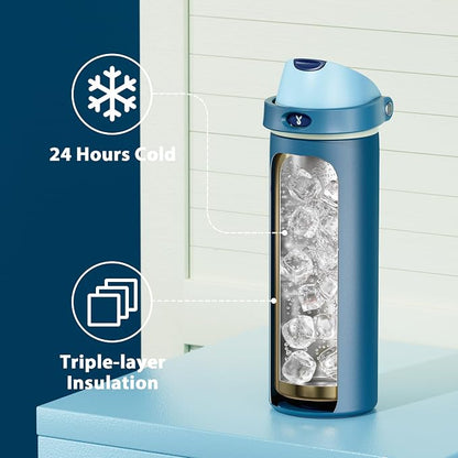 Meoky 24 oz Insulated Water Bottle: Stainless Steel - Image 3