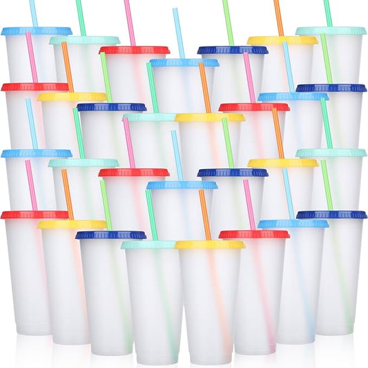 Honeydak 30 Pack Tumbler with Straw and Lid Bulk Cups by Honeydak