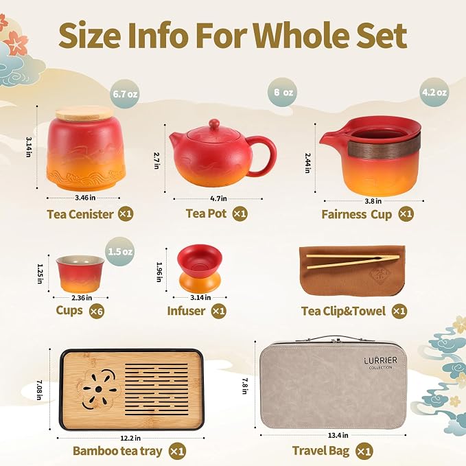 LURRIER Gongfu tea sets, Portable Ceramic TeaSet, Asian Tea sets - Image 2