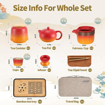LURRIER Gongfu tea sets, Portable Ceramic TeaSet, Asian Tea sets - Image 2
