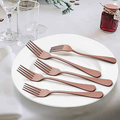 LIANYU Copper Silverware Flatware Set, 20 Piece Stainless Steel Cutlery Set | - Image 4