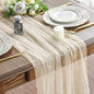 Artoid Mode Pearl Beige Gauze Table Runner 59x120 Inch , Seasonal Sheer Kitchen Dining Holiday Wedding Birthday Baby Shower Table Decor for Home Party