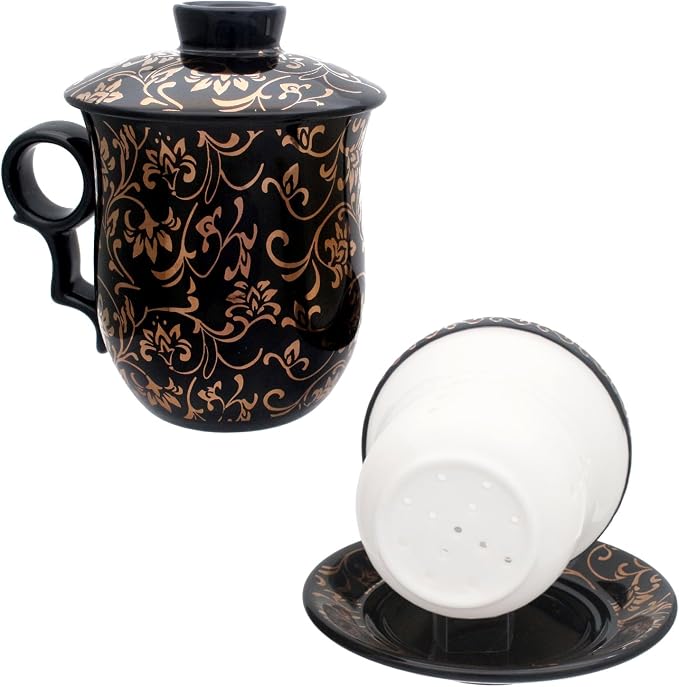 Porcelain Tea Cup with Infuser Lid and Saucer Sets - Image 5