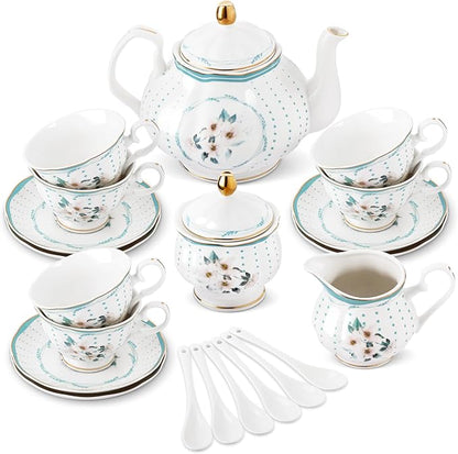 fanquare 21 Pieces Royal Style Porcelain Tea Set by fanquare
