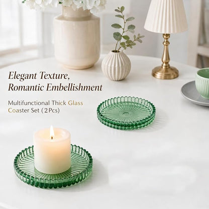 2 Pcs Drink Coasters, Modern Clear Glass Coaster Set, Crystal Coasters Round - Image 6