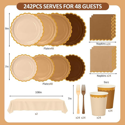 Brown Plates and Napkins Party Supplies - Image 2