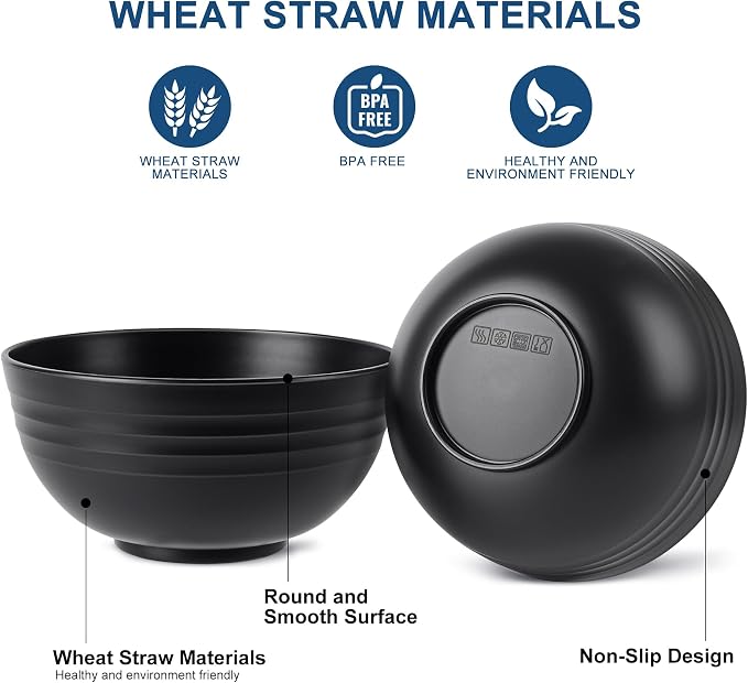 HOTEC 12-PACK BPA Free Unbreakable Plastic Cereal Bowls - Image 3