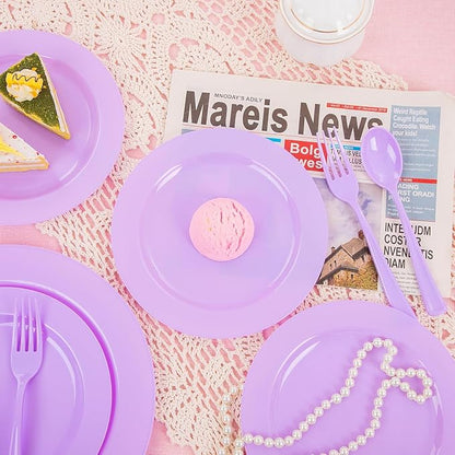 KIRE 150 PCS Purple Plastic Plates - Image 7