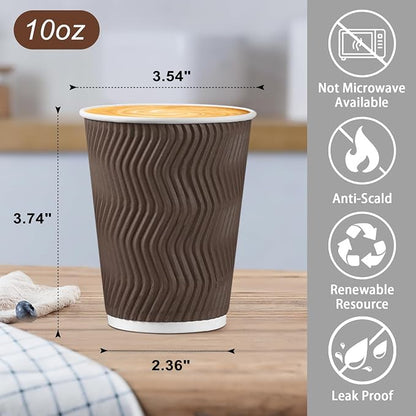BYSNOW 150 Pack 10 oz Coffee Cups, Insulated Disposable Hot Paper Cups | - Image 3