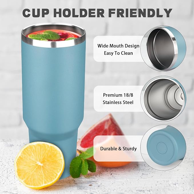 40 oz Tumbler with Lids and Straws, Stainless Steel Insulated Coffee Tumbler - Image 3
