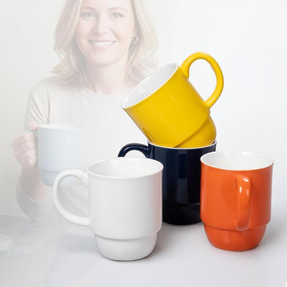 Stackable Porcelain Coffee Mug Set of 4 – 20oz Jumbo Capacity, Space-Saving by Unknown