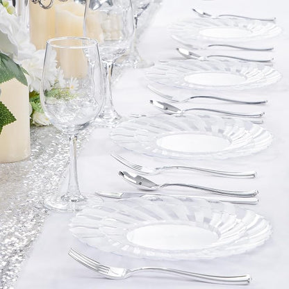 U-QE 100 Pieces Clear Plastic Plates - Image 7