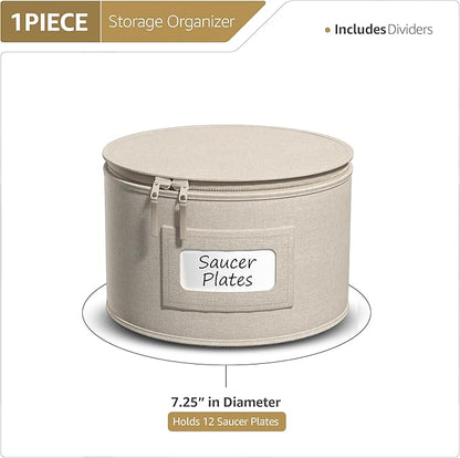 Sorbus China Storage Containers – Dinnerware Organizer for Dessert Plates with Lid (Holds Service for 12) with Felt Protectors – 7.25" x 5"