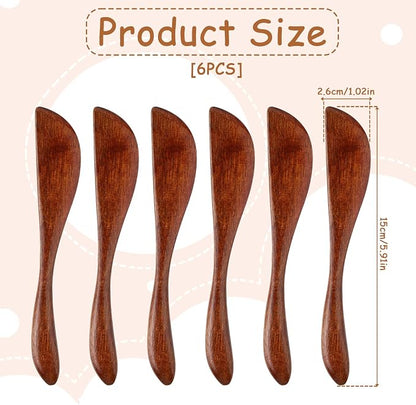 Molain 6Pcs Wooden Butter Knife, 5.9 Inch Jelly Cheese Spreaders Jam Sandwich - Image 2