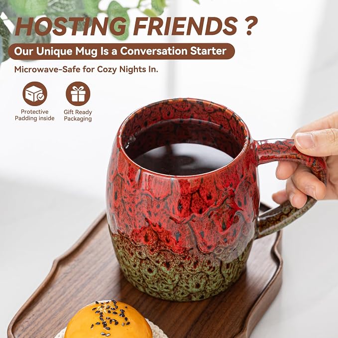 Handmade 22oz Ceramic Coffee Mug, Ergonomic Large Handle, Ideal Gift - Image 4