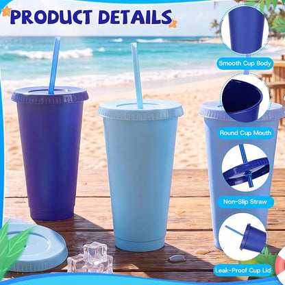 24 Pack Plastic Tumblers with Lids and Straws, Reusable Cups with Lids Plastic - Image 4