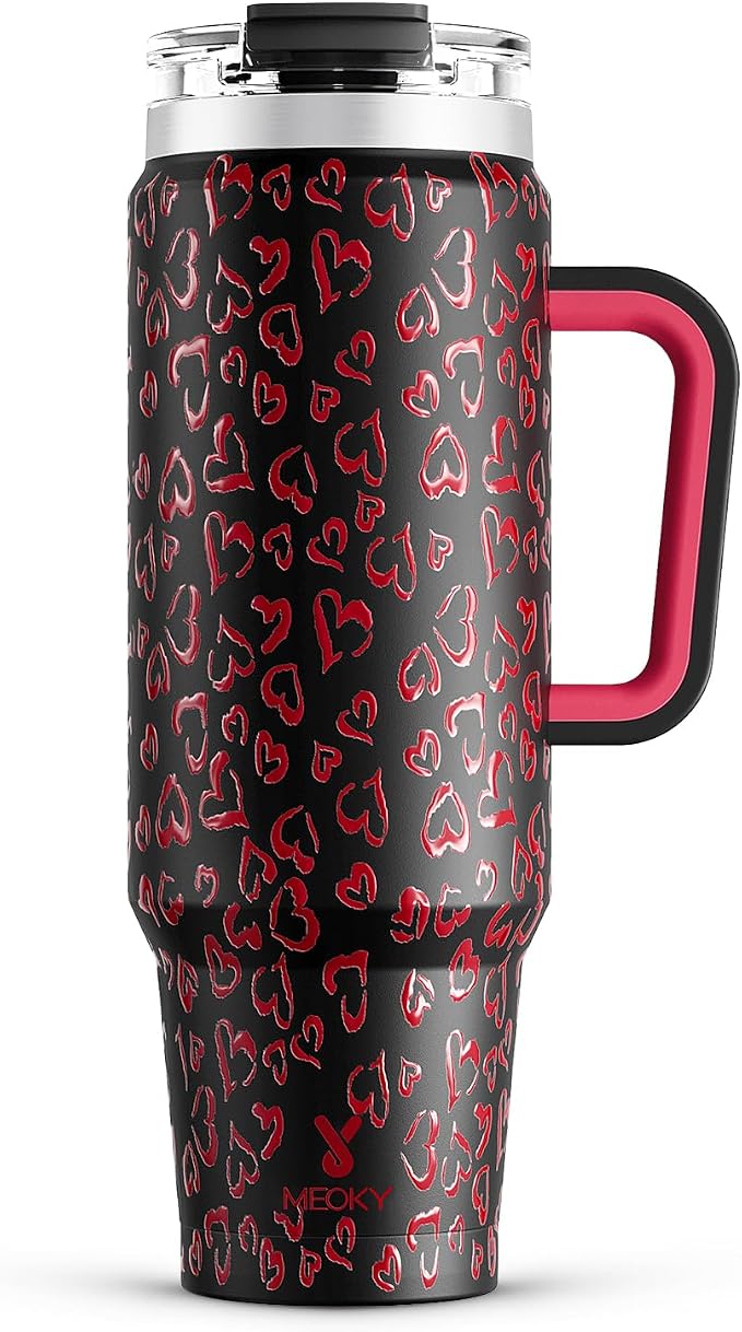 Meoky 40 oz Tumbler with Handle and Straw, Insulated Tumbler with Lid and Straw by MEOKY