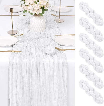 6 Pack White Cheesecloth Table Runner 17x108 Inch Semi Sheer Boho Gauze Cheese by Unknown