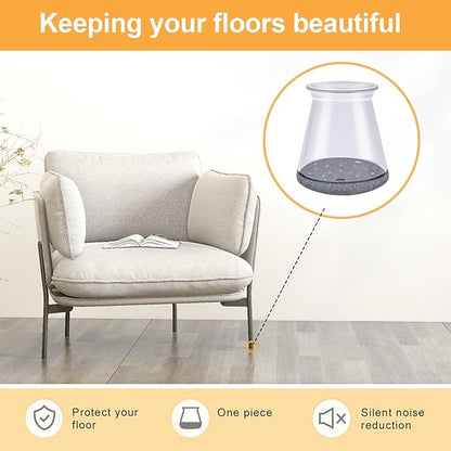 16 Pcs Chair Leg Protectors for Hardwood Floors, Silicone Felt Furniture Leg Cover Pad for Protecting Floors from Scratches and Noise, Smooth Moving，X-Small(Fit Round Diameter：1/2" to 5/16")