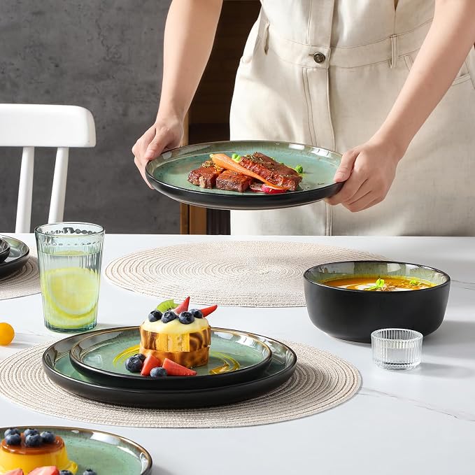 vancasso Plates and Bowls Sets, 24 Pieces Stoneware Dinnerware Sets - Image 6